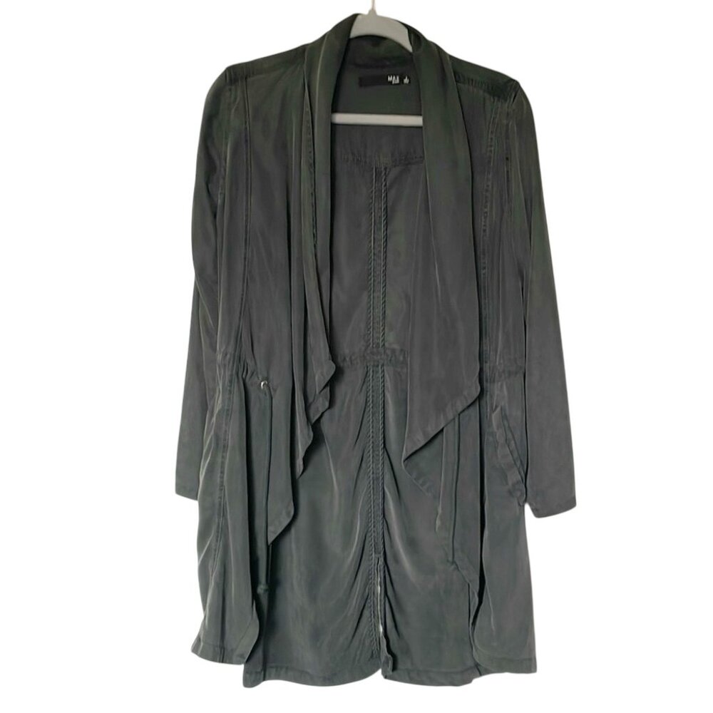 MAX JEANS Green Lightweight Open Front Trench Coat Size S - Picture 1 of 10